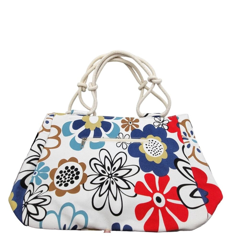 Farmhouse Is My Style Floral Canvas Tote Bag Rope Handles Zipper Pocket Lined